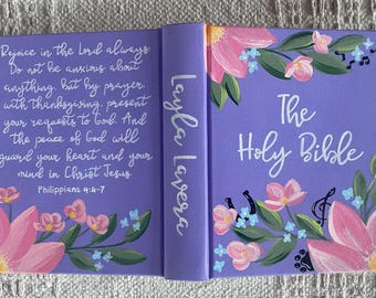 Custom Hand Painted Bibles, Confirmation Gift, Wedding Bible, Family Bible, Mother&#39;s Day Gift, She Reads Truth Bibles, Teen Bible