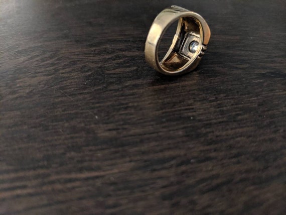 Solid 14K Yellow & White Gold Diamond Men's Ring … - image 8