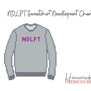 NDLPT 文字スウェットシャツ ニードルポイント チャート デジタル ダウンロード PDF