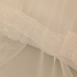 Veil With 2cm Glitter Edge, Soft 2 Layers Drop Bridal Wedding Veil With Blusher - Available in 9 Lengths (Fingertip /Chapel veil)