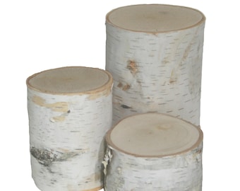 White Birch Pillars (set of 3 - 3,5,7" tall x 3.5-5" dia.)