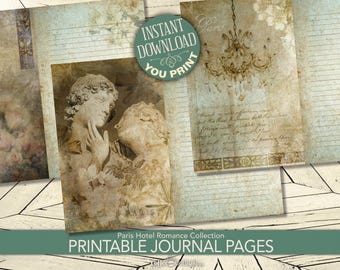 Junk Journal Pages – Romantic Paris Vintage French Printable Papers for Journaling