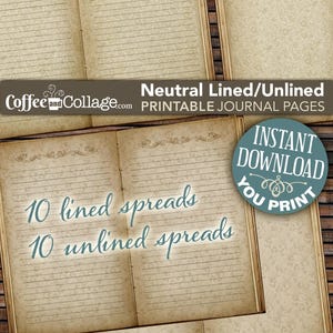 Neutral Blank Journal Pages – Lined & Unlined | Printable Junk Journal Pages | DIY Journal Paper