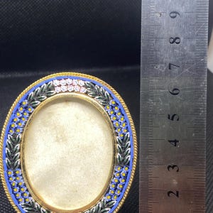 Collectable Vintage Italy Micro Mosiac Colorful Unique Oval Mini Frame