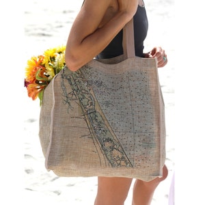 Bolso de mano con diseño de carta náutica: bolso de hombro playero costero