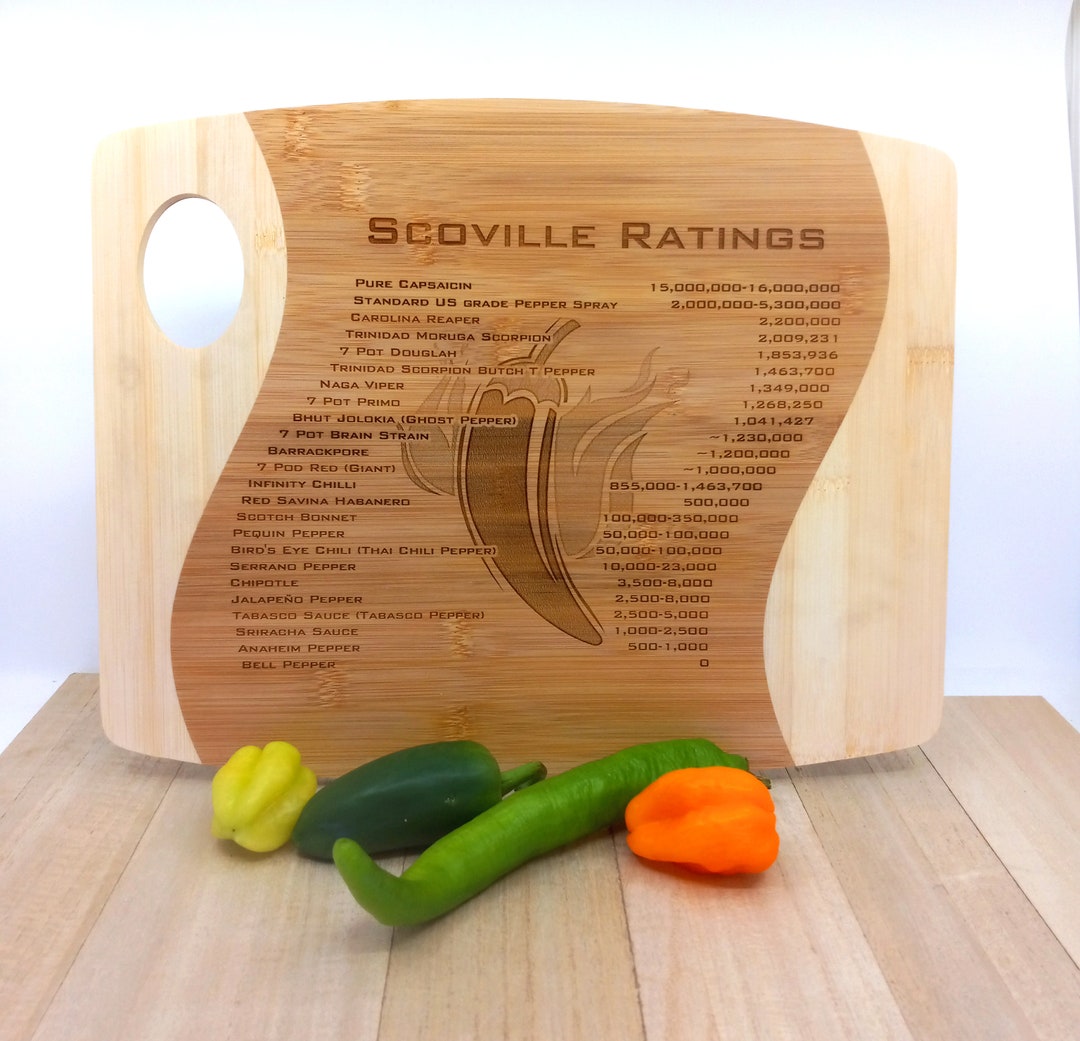 Scoville Chile Pepper Heat Chart Cutting Board Etsy
