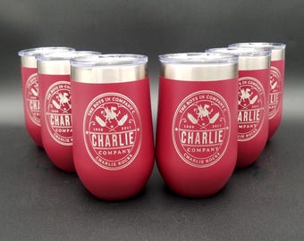 Custom Logo Stemless Wine Tumblers Personalized Client Gift Vacuum Insulated Tumbler Yeti Style