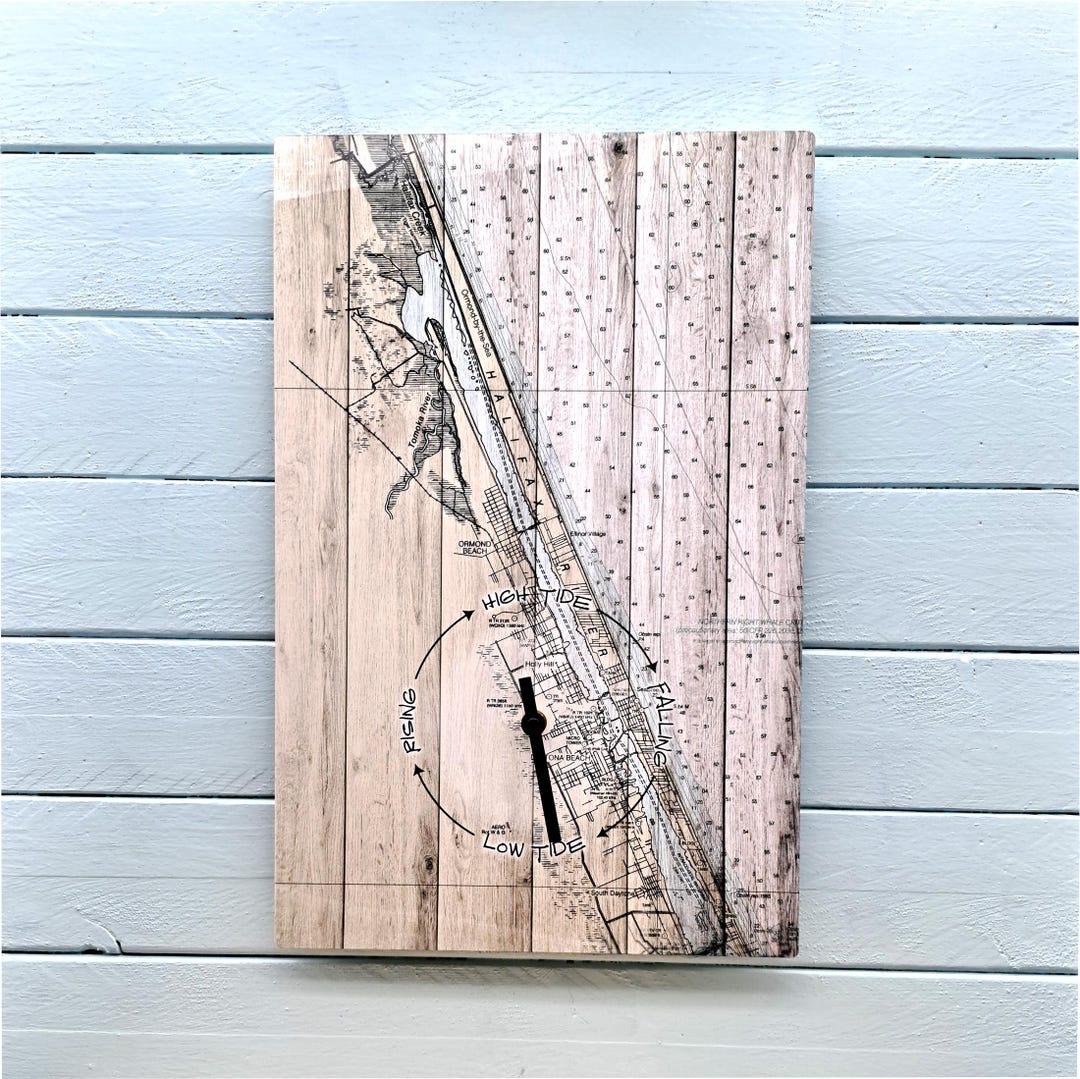 Ormond Beach Tide Clock Florida Nautical Coastal Decor Etsy
