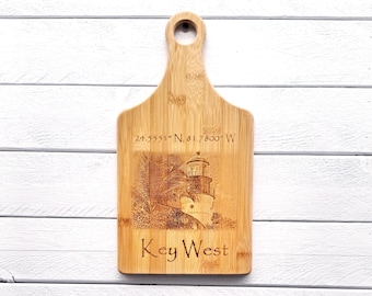 Key West Light House Bamboo Cutting Board Coastal Wall Art Florida Keys Gift