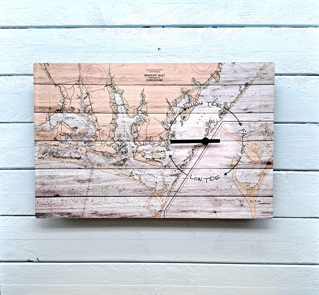 Beaufort Inlet Tide Clock Nautical Wall Decor, Fisherman Gift Etsy