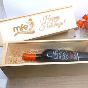 Personalized Rustic Wine Box Bridesmaid Wedding Gift Client Gift Wine Ceremony Housewarming Gift Anniversary Custom