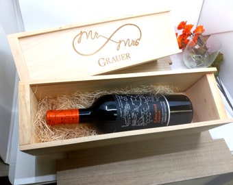 Personalized Rustic Wine Box – Custom Engraved Wooden Gift