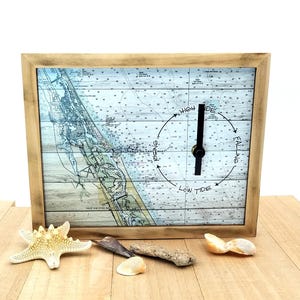 Horloge de marée emplacement personnalisé 8 x 10 po. Pêcheur marin, cadeau, horloge, cadeau nautique, décoration nautique, surf, cadeau, art mural côtier