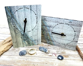 Personalized Coastal Tide Clock 8" x 5 1/2" Nautical Wall Clock Nautical Decor Coastal Gift Fisherman Surfer Sailor Gift