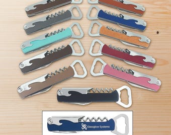 Personalized Leatherette Wine Bottle Opener – Custom Engraved Gift