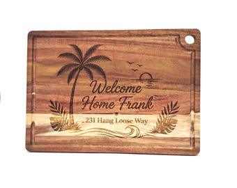 Personalized Acacia Wood Cutting Board, Custom Engraved Charcuterie Board (13.75" x 9.75")