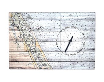 Custom Nautical Tide Clock: Personalized NOAA Chart, Coastal Decor