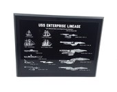 USS Enterprise Star Ship Wall Hanging Wall Art Enterprise Star Ship Lineage Engraved Blueprint Plaque Historic Ships