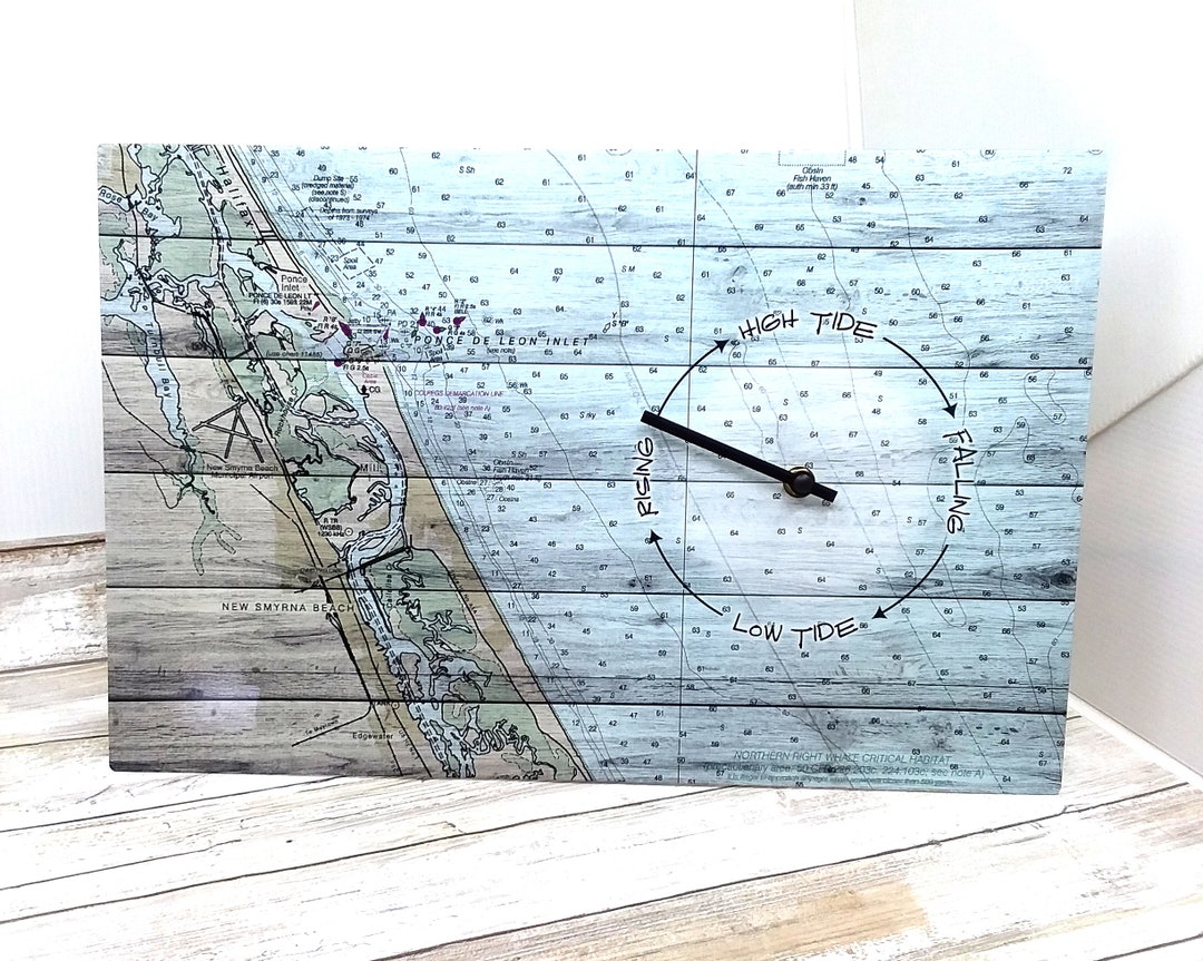 Tide Clock New Smyrna Beach Ponce Inlet Nautical Wall Clock Nautical Decor Coastal Gift