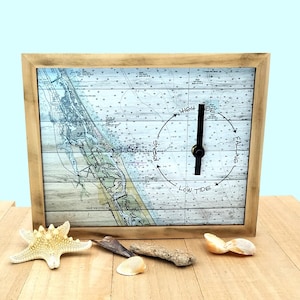 Tide Clock Custom Location 8&quot; x 10&quot; Fisherman Sailor Gift Clock Nautical Gift Nautical Decor Surfer Gift Coastal Wall Art