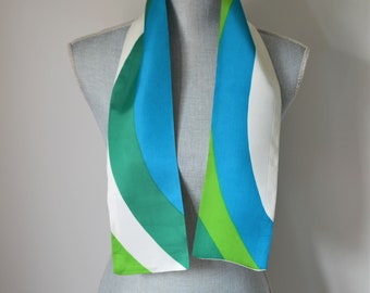 Mod Colorful Vintage Scarf | Bright, Kelly Green, Lime Green, Teal + Off White | Classic, Gift for Her, Accessory, Unique, Love, Hippie, Fun