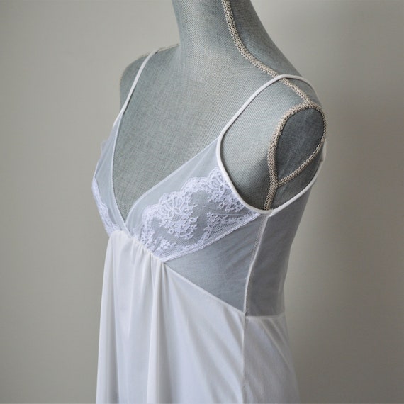 80s Sexy Nightgown Sheer Nightgown White + Cream … - image 10