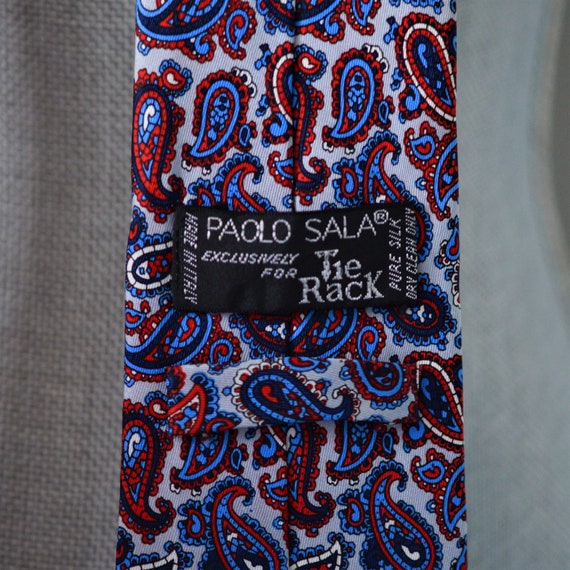 90s Silk Grey Paisley Necktie | Made in Italy | P… - image 5
