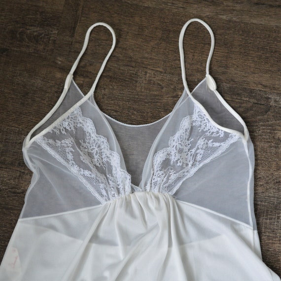 80s Sexy Nightgown Sheer Nightgown White + Cream … - image 9