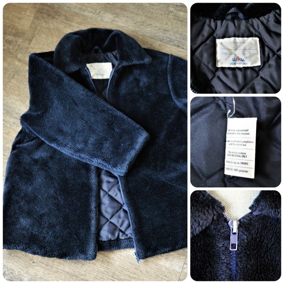 Stunning 70s-80s Faux Fur Coat | Navy Blue Teddy … - image 10