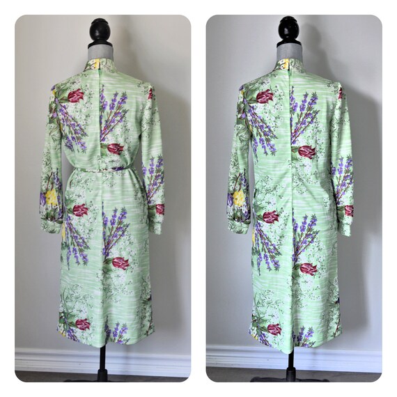 Vintage Dress 70s Sage Green Dress Gorgeous Flora… - image 8