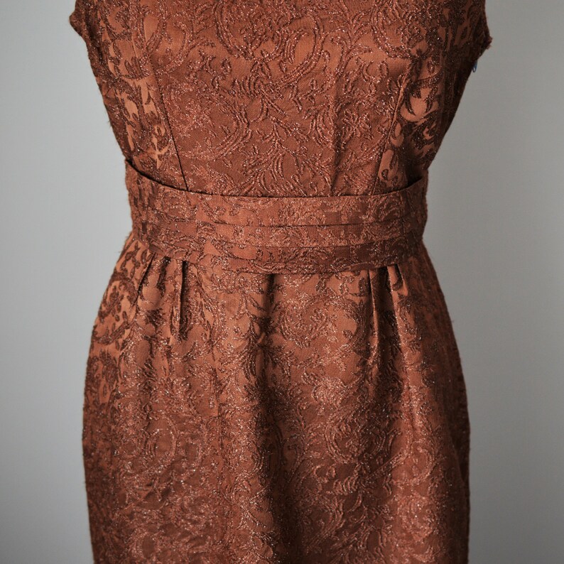 60s Rich Chocolate Brown Maxi Dress With Silver Lurex Sparkle Etsy Canada