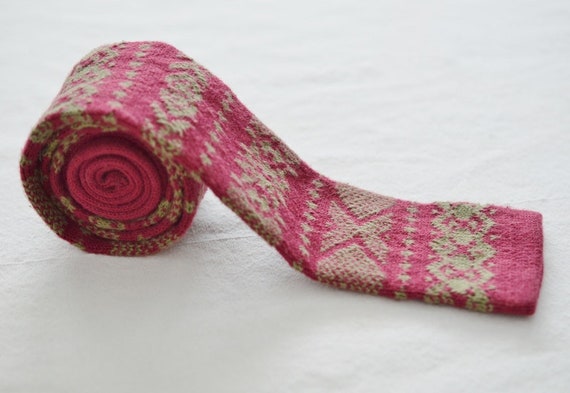 Vintage Eaton's Knit Sweater Tie - Burgundy and Mo