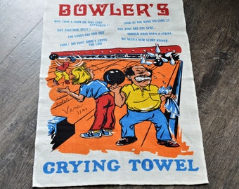 70s Bowler's Crying Towel | Tea Towel | Kitchen Decor | Bowling League | Bowling Team |  Unisex Gift | Gag Gift | Funny Award | Sports Lover