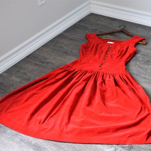 50s Red Velvet Dress Crimson Red Circle Skirt Full Skirt Dress by Bobbi Brooks Pin-up, Bridesmaid, Wedding, Unique, Date Night, Fun image 10