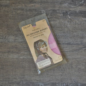 Mod 60s-70s New in Package Pink All Weather Bonnet, Hairstyle Protector, Waterproof Cap, Gag Gift, Plastic Bonnet, Hood, Colorful image 4