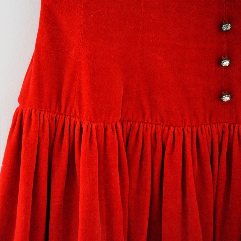 50s Red Velvet Dress Crimson Red Circle Skirt Full Skirt Dress by Bobbi Brooks Pin-up, Bridesmaid, Wedding, Unique, Date Night, Fun image 6