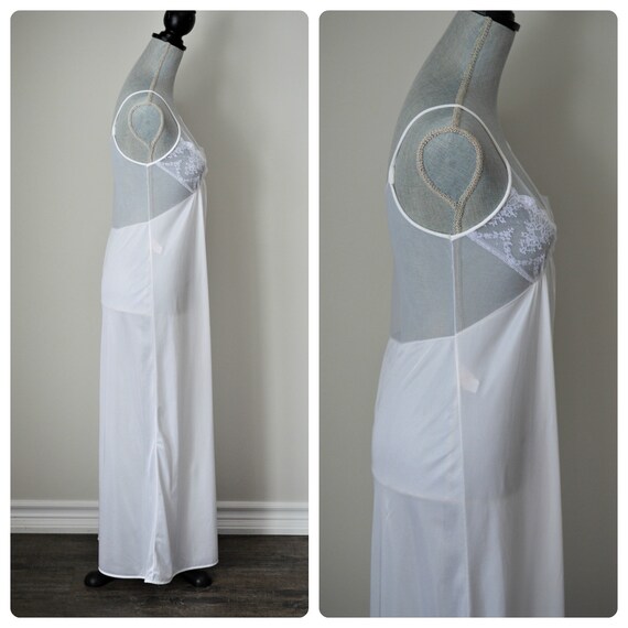 80s Sexy Nightgown Sheer Nightgown White + Cream … - image 5