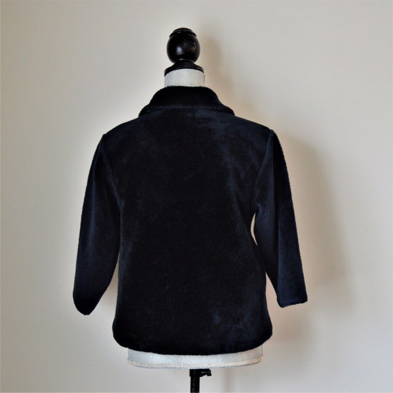 Stunning 70s-80s Faux Fur Coat | Navy Blue Teddy … - image 9