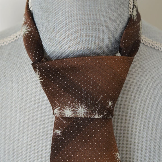70s Brown Ombre Wide Necktie with Starburst/Dande… - image 10