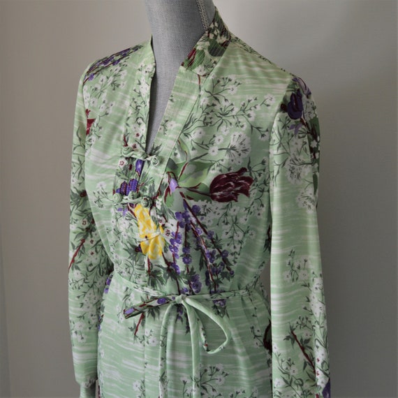 Vintage Dress 70s Sage Green Dress Gorgeous Flora… - image 3