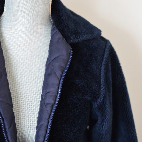 Stunning 70s-80s Faux Fur Coat | Navy Blue Teddy … - image 6