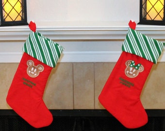 Personalizowana, inspirowana Disneyem piernikowa skarpeta świąteczna z haftem Myszki Miki lub Myszki Minnie