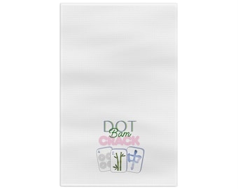 Mahjong Tea Towel, Dot Bam Crack Tiles, Kitchen Decor
