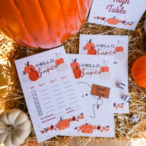 Hello Fall Bunco Scorecards set, printable instant download