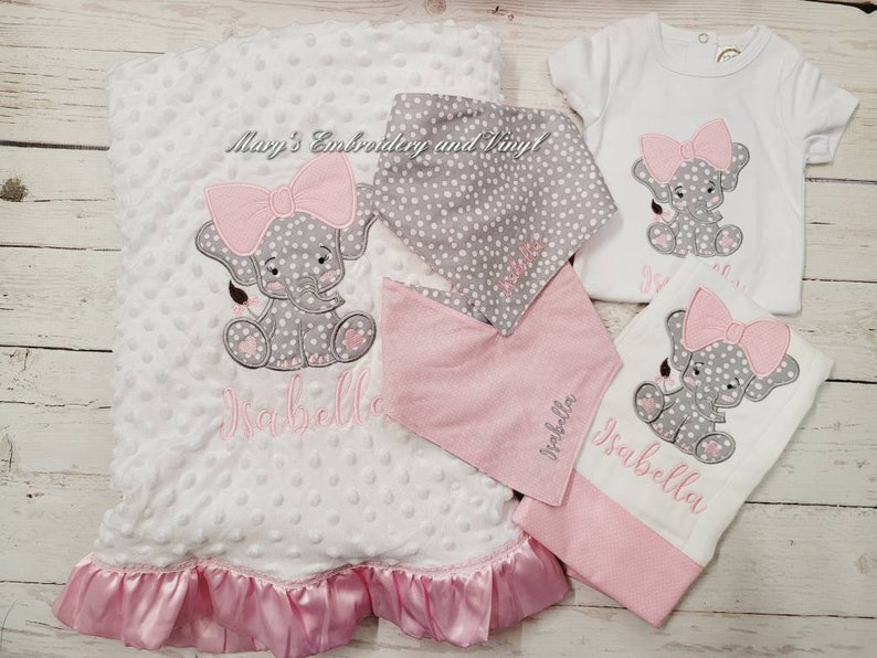 Elephant baby girl set, Personalized Baby Set, Baby shops shower Gift
