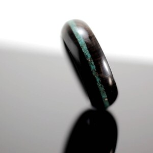 Blackwood and turquoise wooden ring image 2