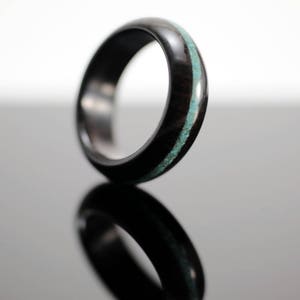 Blackwood and turquoise wooden ring image 1