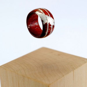 Padouk and silver wooden ring image 1