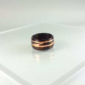 Cocobolo and copper wooden ring
