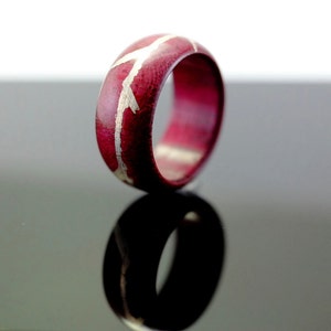 Purpleheart and silver wooden ring image 4